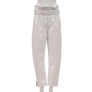 The Attico Womens High Waist Pants US 8 IT 44 White Slit Leather Belted Trousers